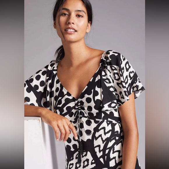 Anthropologie Farm Rio Flutter-Sleeved Maxi Dress size Small Petite - Picture 3 of 10